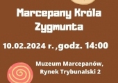 Plakat zapraszający na warsztaty w Muzeum Marcepanów.