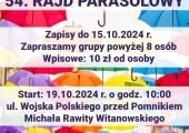 Plakat zapraszający na pieszy rajd.