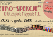 Plakat zapraszający na koncert i wystawę w MOK.