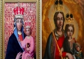 Zdjęcie przedstawiające obrazy Matki Bożej Piotrkowskiej oraz Matki Bożej Trybunalskiej.