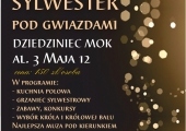 Plakat zapraszający na Sylwestra pod gwiazdami w MOK.