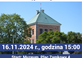 Plakat zapraszający na zwiedzanie Muzeum.