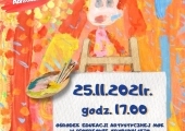 Plakat zapraszający na wernisaż wystawy plastycznej dzieci i młodzieży w OEA.