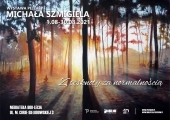 Plakat zapraszający na wystawę pejzaży Michała Szmigiela.
